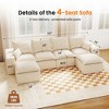 Kayamas 107'' Soft Corduroy Modular L-Shaped Sectional Sofa, 3-Seater Couch with Movable Ottoman for Living Room - 3 of 4