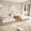 Twin Size Wooden platform bed, solid wooden slats, floor-standing bed frame, modern minimalist design, space-saving, no box spring required - 4 of 4