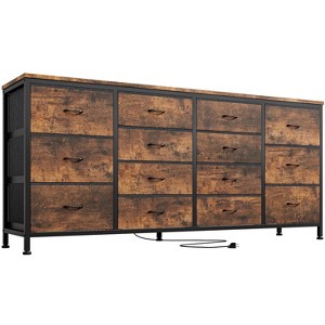 GustoWave 14 Drawer Dresser, 63" Fabric Dresser TV Stand with Power Outlet for 75" TV, Long Entertainment Center for Bedroom, Closet, Living Room - 1 of 4