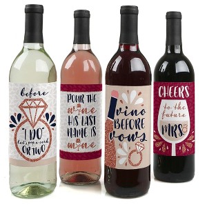 Big Dot of Happiness Vino Before Vows - Winery Bridal Shower or Bachelorette Party Decorations for Women & Men - Wine Bottle Label Stickers - Set of 4 - 1 of 4