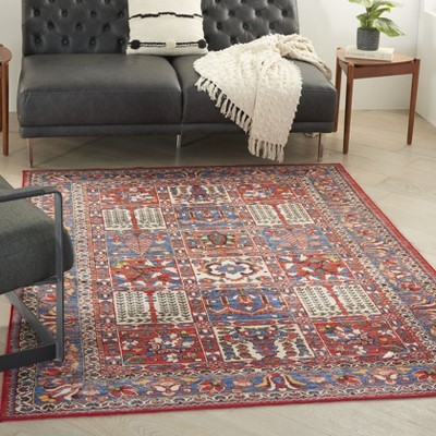 Red and Blue Persian Style Non-Slip 5' x 7' Rug