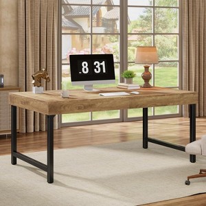 Tribesigns 55" Executive Desk for Home Office, Simple Computer Laptop Desk with Metal Legs, Writing Table Business Workstation - 1 of 4