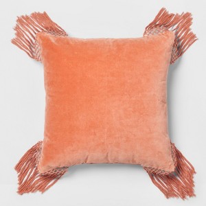 Coral Velvet Fringe Euro Pillow - Opalhouse , Pink