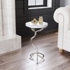 Joel Side Table in White & Silver 22"H – Modern Natural Marble Top & Electroplated Metal Base by Zuo Modern - 2 of 4