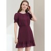 Allegra K Women's Elegant Short Sheer Sleeve Ruffle Hem Swiss Dots Chiffon Dress - 3 of 4