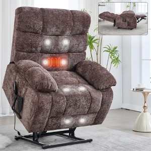 Oversized Power Lift Recliner Chair with Heat & Massage, Dual Motor, Infinite Positions, Heavy Duty Chenille Electric Recliner for Elderly - 1 of 4