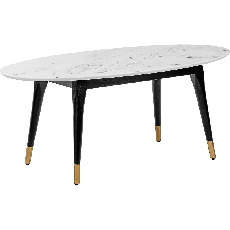 Clemintine Mid-Century Oval Coffee Table with Brass White Marble - Adore Decor, 1 of 7