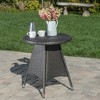 25.75 Inch Outdoor Dining Table, Round Patio Dining Table, Metal Frame Resin Wicker Bistro Table, Outdoor Furniture - 2 of 4