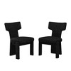 Racxily Set of 2 Chenille Dining Chairs, Modern Armless Design with Rubberwood Legs for Dining & Living Room , Black/Gray - 2 of 4