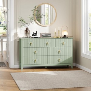 Dresser for Bedroom with 7 Drawers, 54" Wide Modern Chest of Drawers with Metal Handle, Dresser TV Stand, Wood Drawer Organizer - 1 of 4