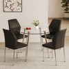 5-Piece Dining Set with Glass Table and 4 PU Armless Chairs - 3 of 4
