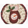 Earth Rugs Round Snowman Mitten Coaster – 7" Braided Jute Mat with Hand-Stenciled Winter Mitten Featuring a Snowman and Festive Colors - 3 of 3