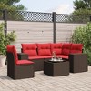 vidaXL 6 Piece Patio Sofa Set with Cushions Brown Poly Rattan - 2 of 4