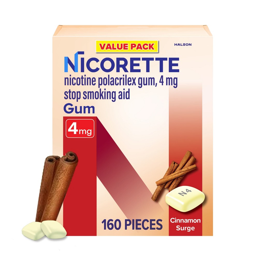 Nicorette 4mg Stop Smoking Aid Nicotine Gum - Cinnamon Surge - 160ct