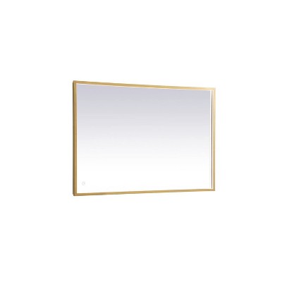 Elegant Lighting Pier 27x30 inch LED Mirror with Adjustable Color Temperature 3000K/4200K/6400K in Brass