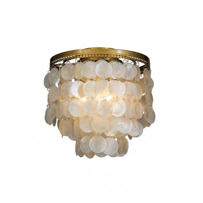 ALOADECOR 3-Light 13" Indoor Capiz Shell Flush Mount Coastal decor Ceiling Lights