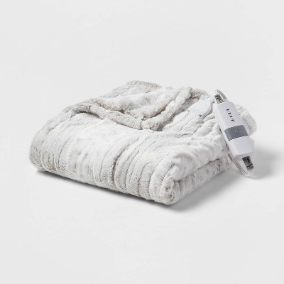 Faux Fur Electric Throw Blanket Snow Leopard - Threshold™
