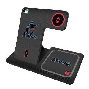 Keyscaper Miami Marlins Linen 15-Watt 3 in 1 Charging Station - 1 of 4