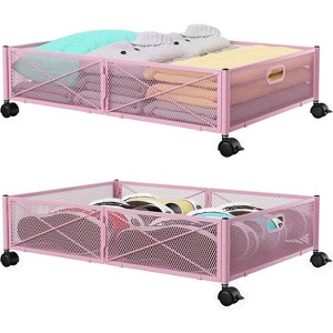 Under Bed Storage with Wheels, Tool-Free Assembly Metal Roll-Out Drawers for Shoes, Clothes & Blankets, Space-Saving Organizer - 1 of 4