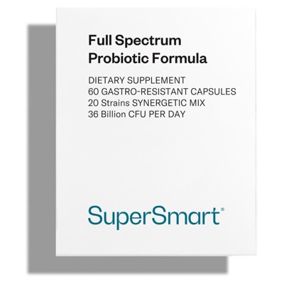 SuperSmart Full Spectrum Probiotic Formula 36 Billion CFU per Day (20-in-1 Complex) | Non-GMO & Gluten Free - 60 Vegetarian Capsules