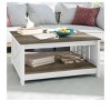 Coffee Table With Storage Farmhouse Coffee Table Wood Cocktail Table Square Living Room Table With Half Open Storage Compartment Light Brown - 4 of 4