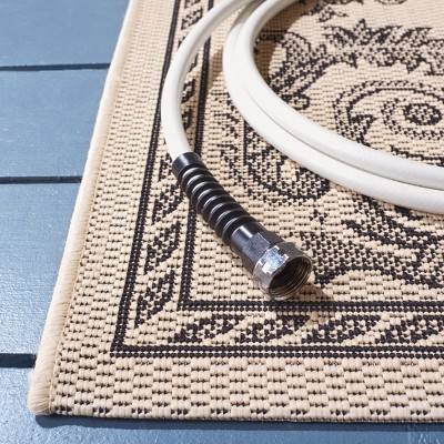 Sand and Black Rectangular Synthetic Indoor/Outdoor Area Rug