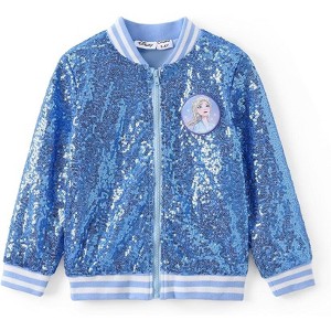 Disney Frozen Kids Girls Zip Up Sequin  Overcoats - 1 of 4