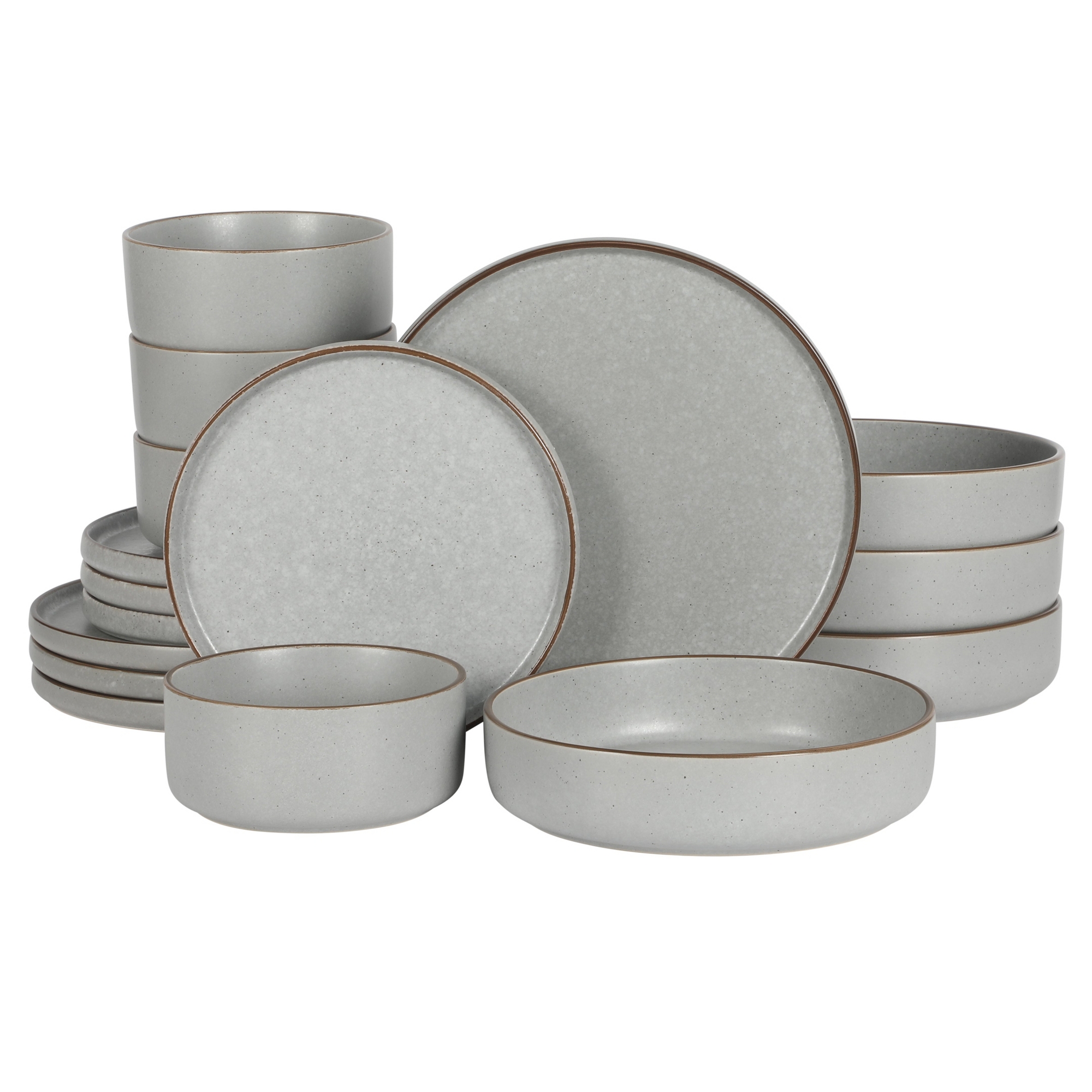 Gibson Elite Gelston Stoneware Matte Reactive Glaze 16 Piece (Service for 4) Plates and Bowl Dinnerware Set Grey