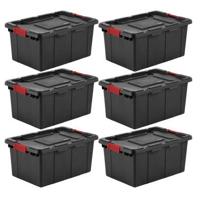 Sterilite 20 Gallon Latch Tote Plastic, Black 