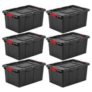 Sterilite Industrial Tote, Stackable Storage Bin with Latching Lid, Plastic Container - 1 of 4