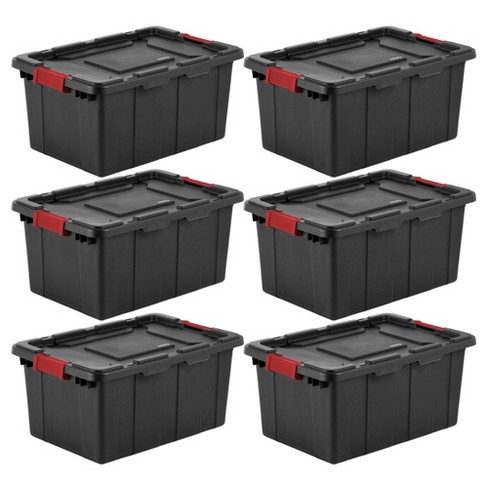 Sterilite 60 qt. HingeLID Storage Box Plastic, Flat Gray, Set of 6