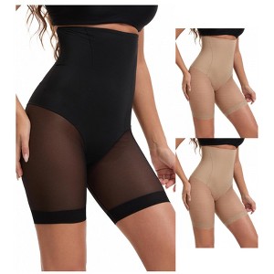 INSPIRE CHIC Women's 3 Packs Mesh High Waist Tummy Control Thigh Slimmers Slip Shorts for Under Dresses Shapewear - 1 of 4
