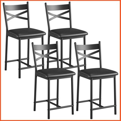 Bar Stools Set of 2, Counter Height Bar Stools with PU Upholstered Seat