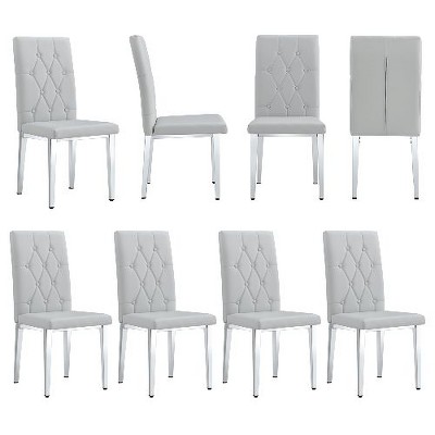 CAVINAS Velvet Armless Chairs, Dining Chairs with Metal Legs, Grid and Buckle Design for Kitchen, Conference Room, Living Room