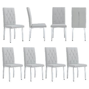 CAVINAS Velvet Armless Chairs, Dining Chairs with Metal Legs, Grid and Buckle Design for Kitchen, Conference Room, Living Room - 1 of 4