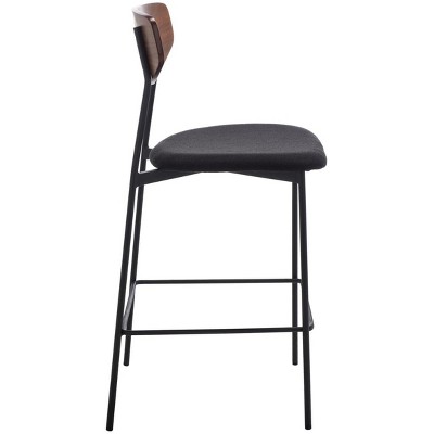 Retro-Chic Walnut & Black Leather Saddle Style Counter Stool