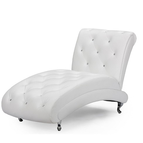 Pease Contemporary Faux Leather, White Leather Chaise Longue