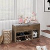Shoe Storage Bench with Padded Seat, Flip-Open Entryway Bench with Hidden Compartment | Wooden Shoe Rack for Hallway, Living Room & Bedroom - 3 of 4