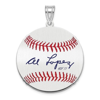 Black Bow Jewelry Sterling Silver Al Lopez Signature MD Enamel Baseball Pendant