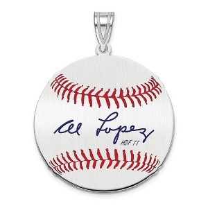 Black Bow Jewelry Sterling Silver Al Lopez Signature MD Enamel Baseball Pendant - 1 of 4