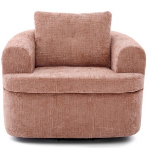 TiramisuBest 36.6" Pink Swivel Round Chair with Dual-Layer Cushion, Cozy Accent Chair for Living Room & Hotel - 1 of 4
