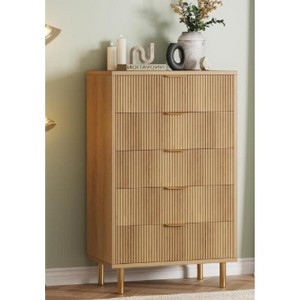 5-Drawer Vertical Striped Tapered-Leg Chest (Particleboard, MDF & Iron) - - 1 of 1