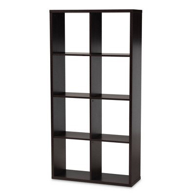 Janne 8 Cube Multipurpose Storage Shelf Dark Brown - Baxton Studio