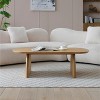 Vynxaria Natural Wood-Tone Elliptical Coffee Table High-Quality Fiberboard, Arc Legs, Smooth Polished Surface, Versatile - 2 of 4