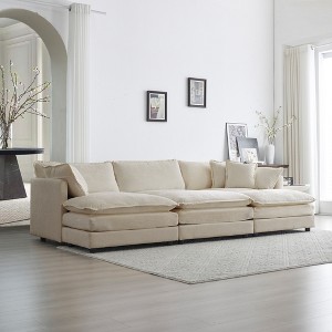TiramisuBest Free Combination Comfy Upholstery Modular Oversized L Shaped Sectional Sofa With Reversible Ottoman, Beige Chenille - 1 of 4