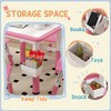 Lirago Kids Wood Table and 4 Chairs Set with Easy Wipe Tabletop Adjustable Height Children Activity Table Toddler Furniture Set with Storage Pink - 3 of 4