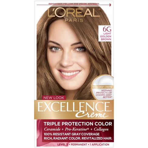 L Oreal Paris Excellence Triple Protection Permanent Hair Color 6g Light Golden Brown 1 Kit