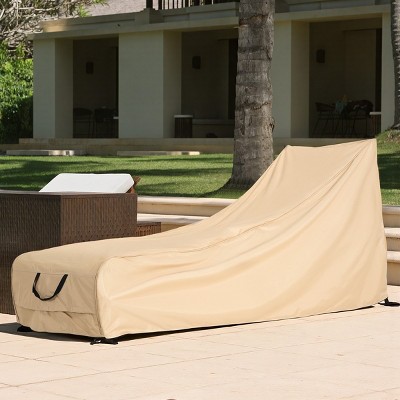 Outdoor Slope Chaise Lounge Cover,Waterproof UV-Resistant Polyester,Ventilated Patio Chair Protector with Handles and Drawstrings-Coolbibila