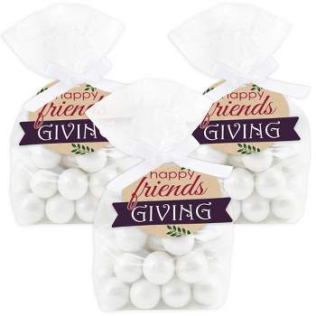 Big Dot of Happiness Friends Thanksgiving Feast - Friendsgiving Clear Goodie Favor Bags - Treat Bags With Tags - Set of 12