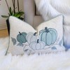 Embroidered Pumpkin Lumbar Throw Pillow – Misty Blue Fall Accent Cushion - 3 of 4